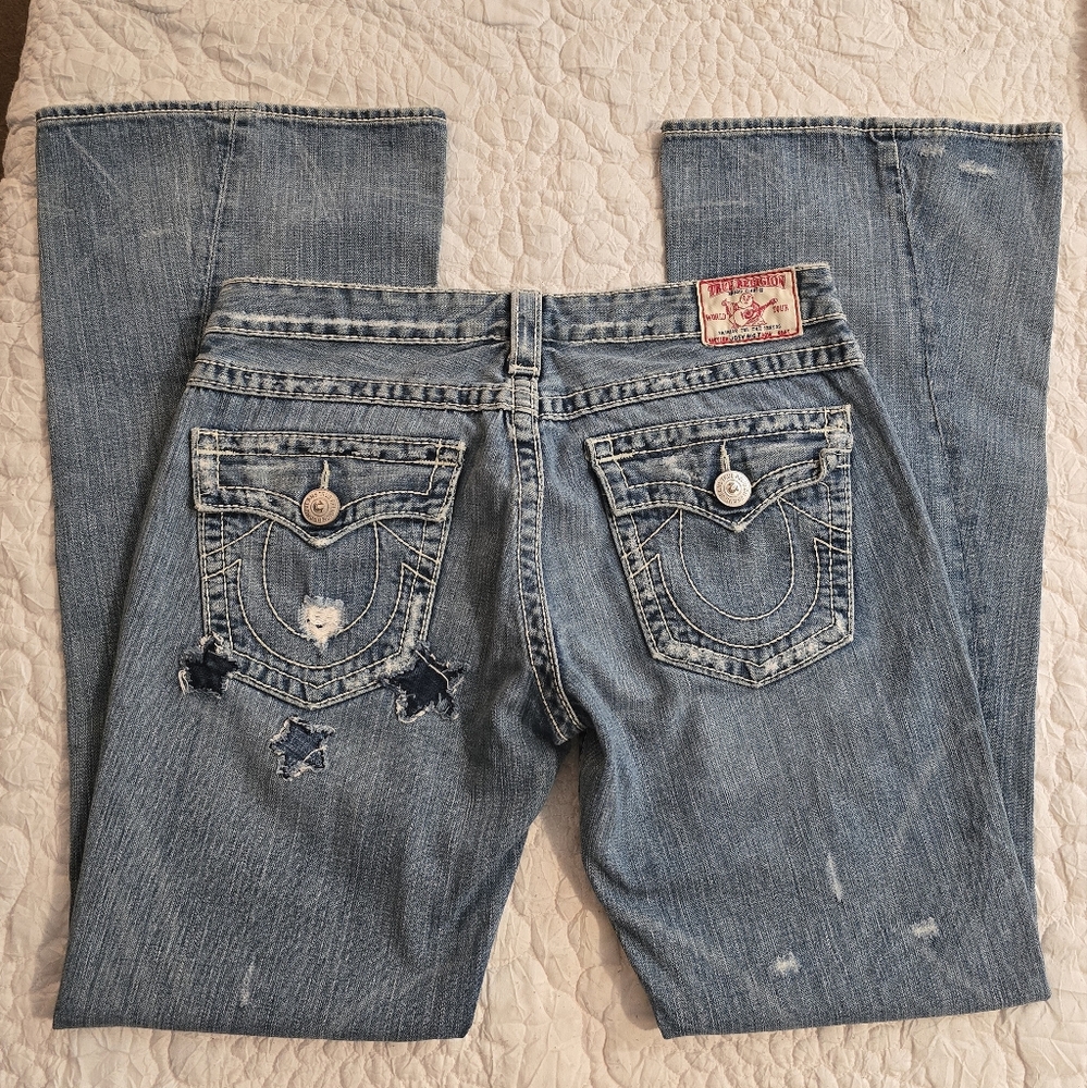 RARE Y2K Auth True Religion Butterfly 🦋 Rainbow Joey Big T Jeans 31 $320